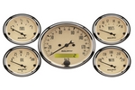 5 PC. GAUGE KIT, 3-1/8" & 2-1/16", ELEC. KM/H SPEEDOMETER, ANTIQUE BEIGE